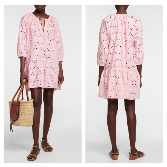 Melissa Odabash Ashley embroidered cotton kaftan Rose Pink size Large - Picture 3 of 9